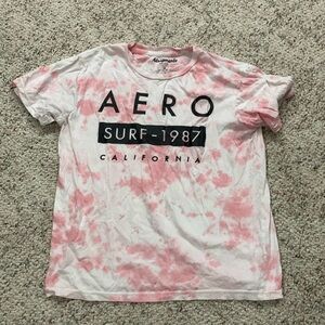 woamens pick and white multi-colored t-shirt from Aeropostale.